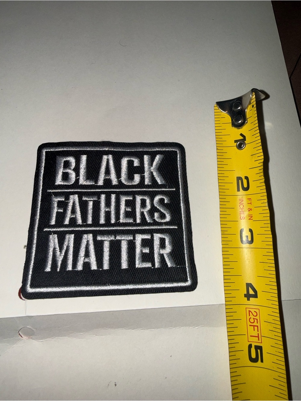 Black Fathers Matter Embroidered Patch - Black/White